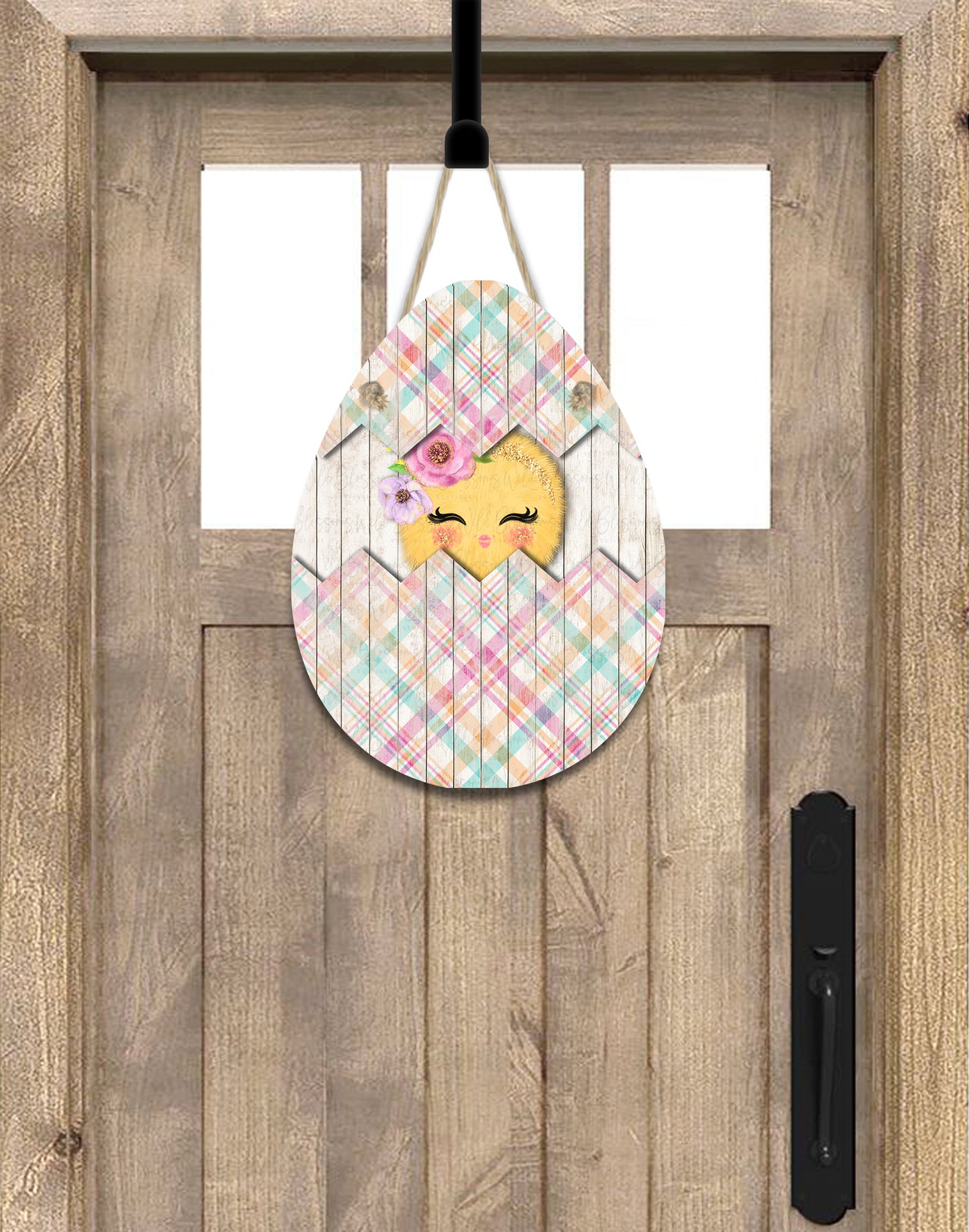 Wooden Easter Egg Baby Chick Egg Door Hanger