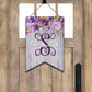 Purple Wooden Floral Bunting Door Hanger