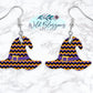 Yellow And Purple Chevron Witch Hat Drop Earrings