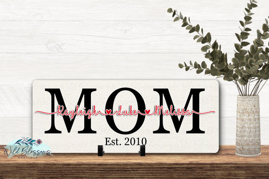 Personalized Mom With Kids Names Sign